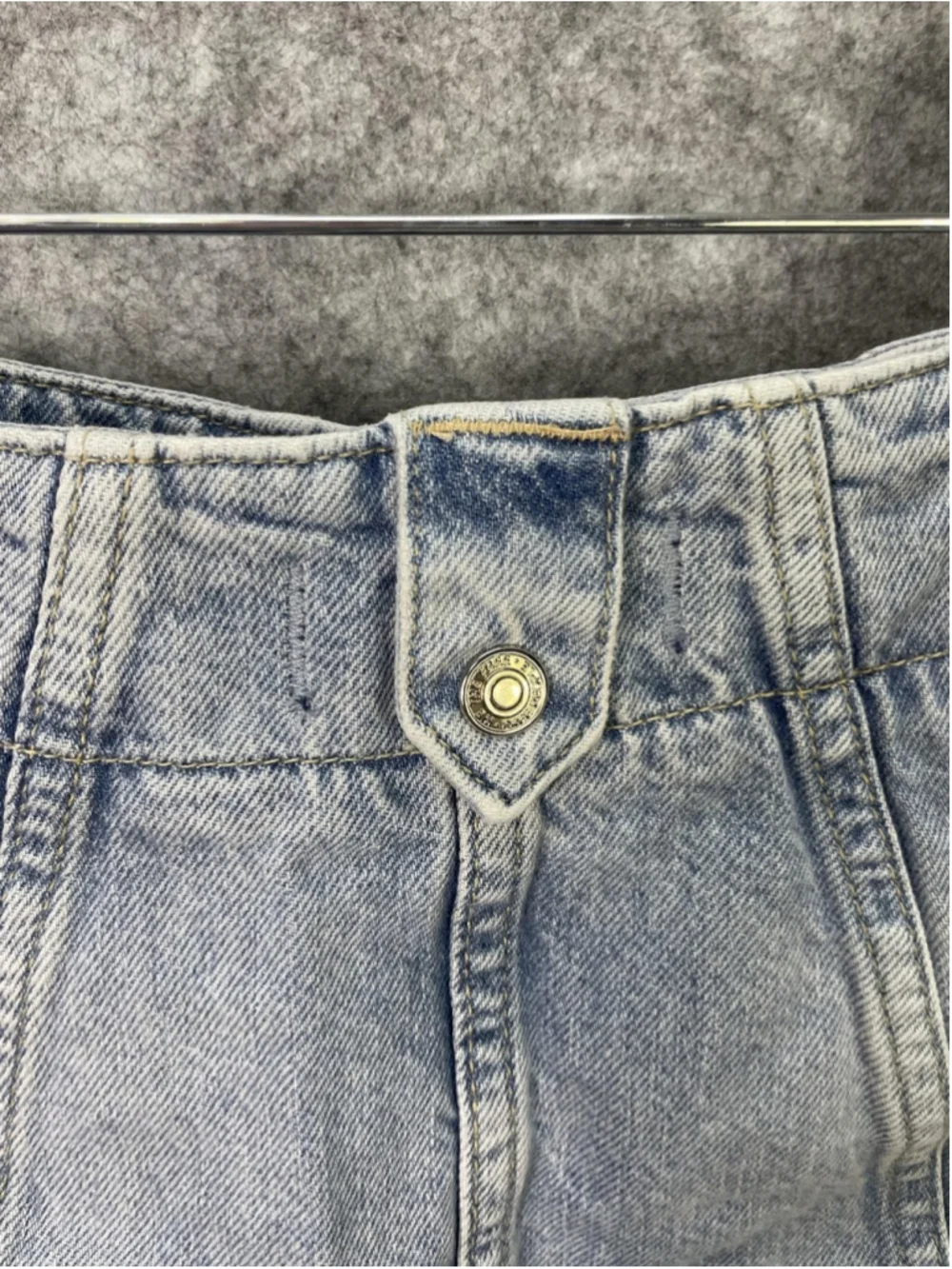 We The Free Skirt Womens 25 Blue Denim A Line Low Rise Side Zip Mini Light Wash